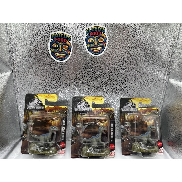 Mattel Other - Mattel Jurassic Park World Dinosaur Micro Collection Velociraptor Blue Lot Of 3